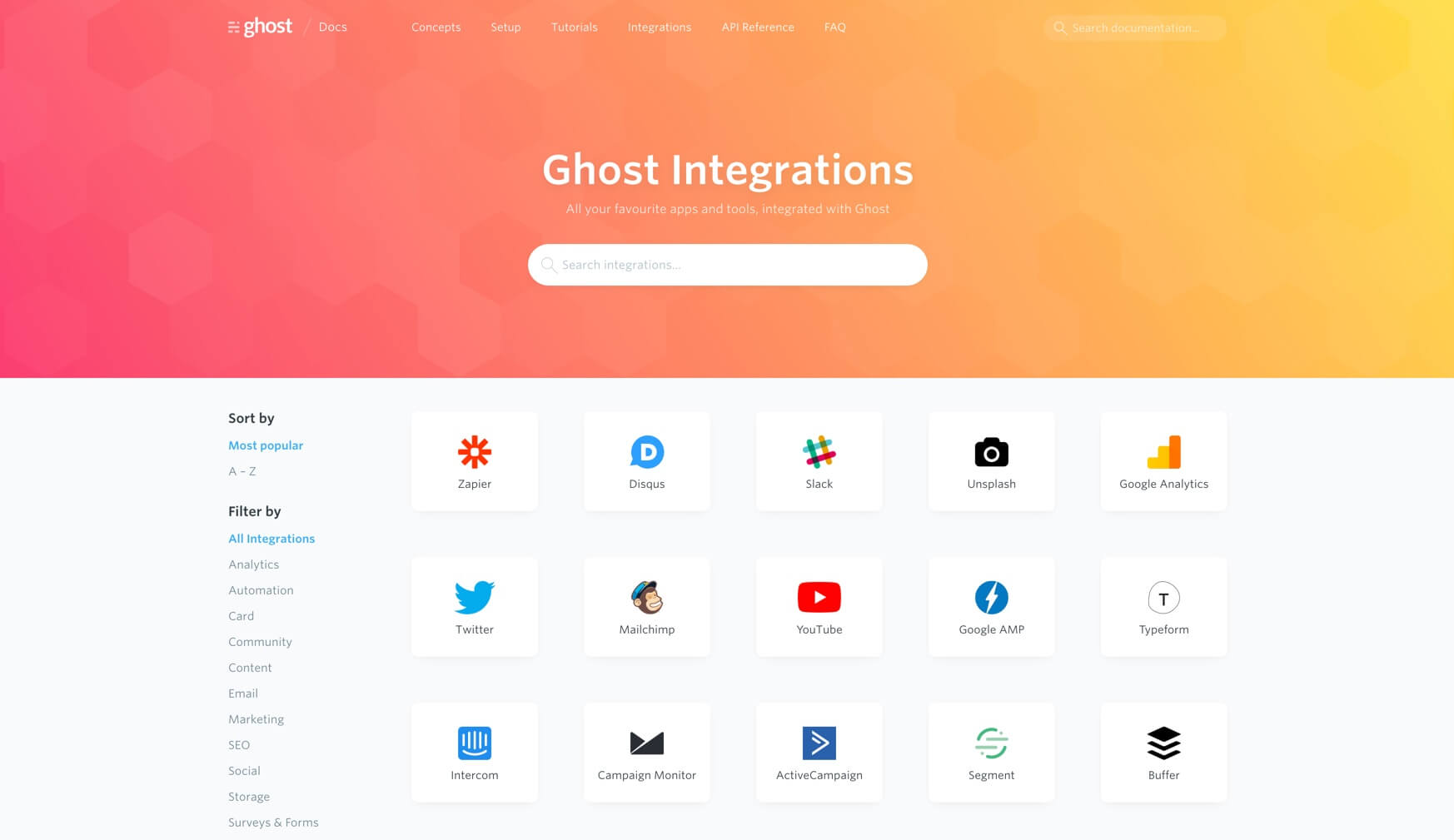 Ghost integrations