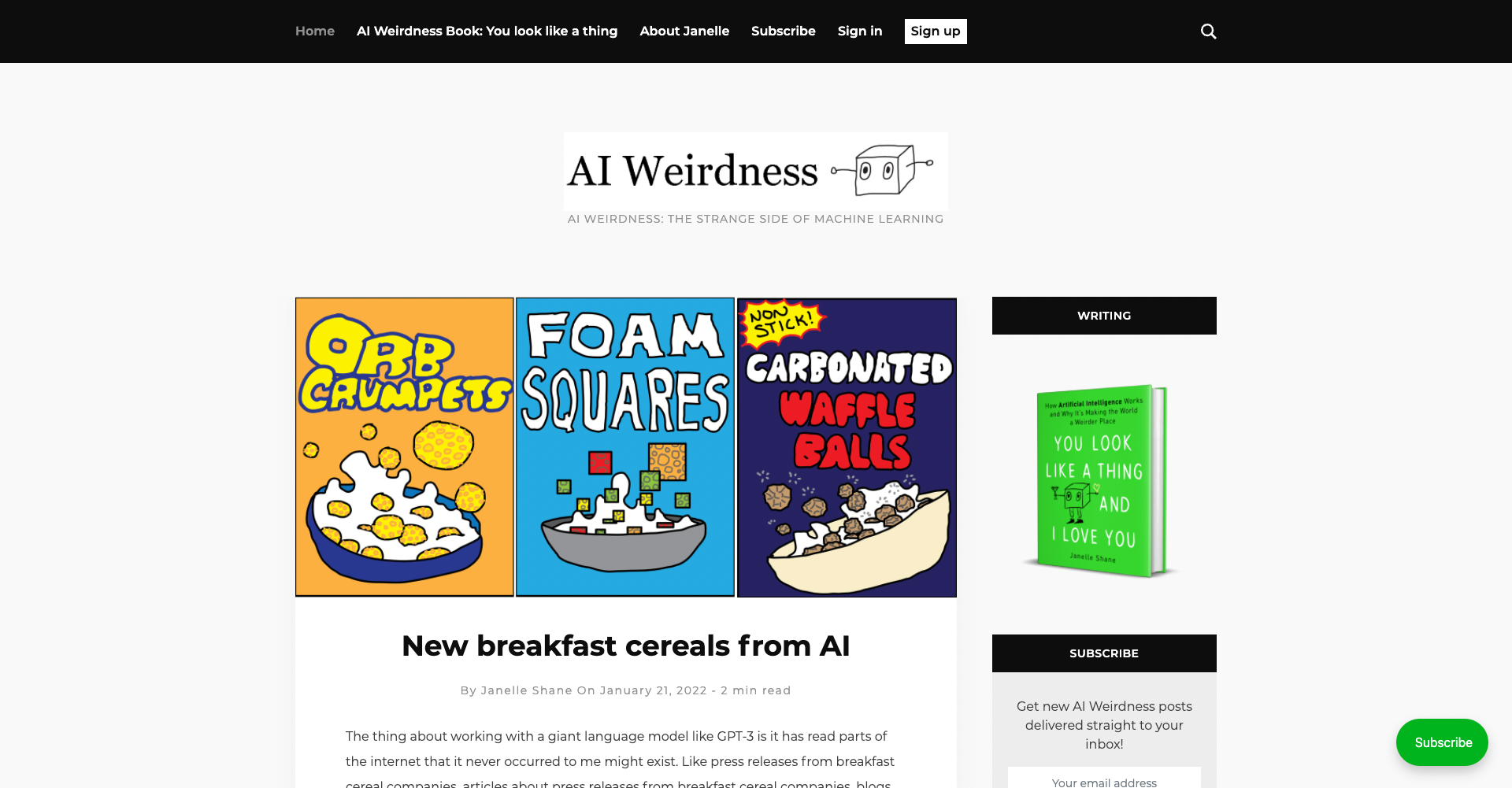 AI wierdness blog product
