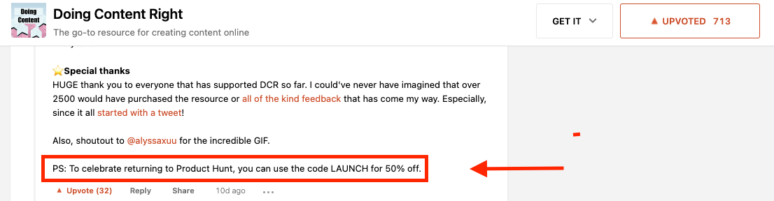 product hunt launch code