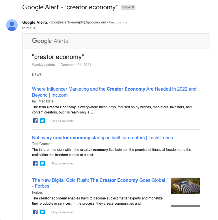 google alerts email example