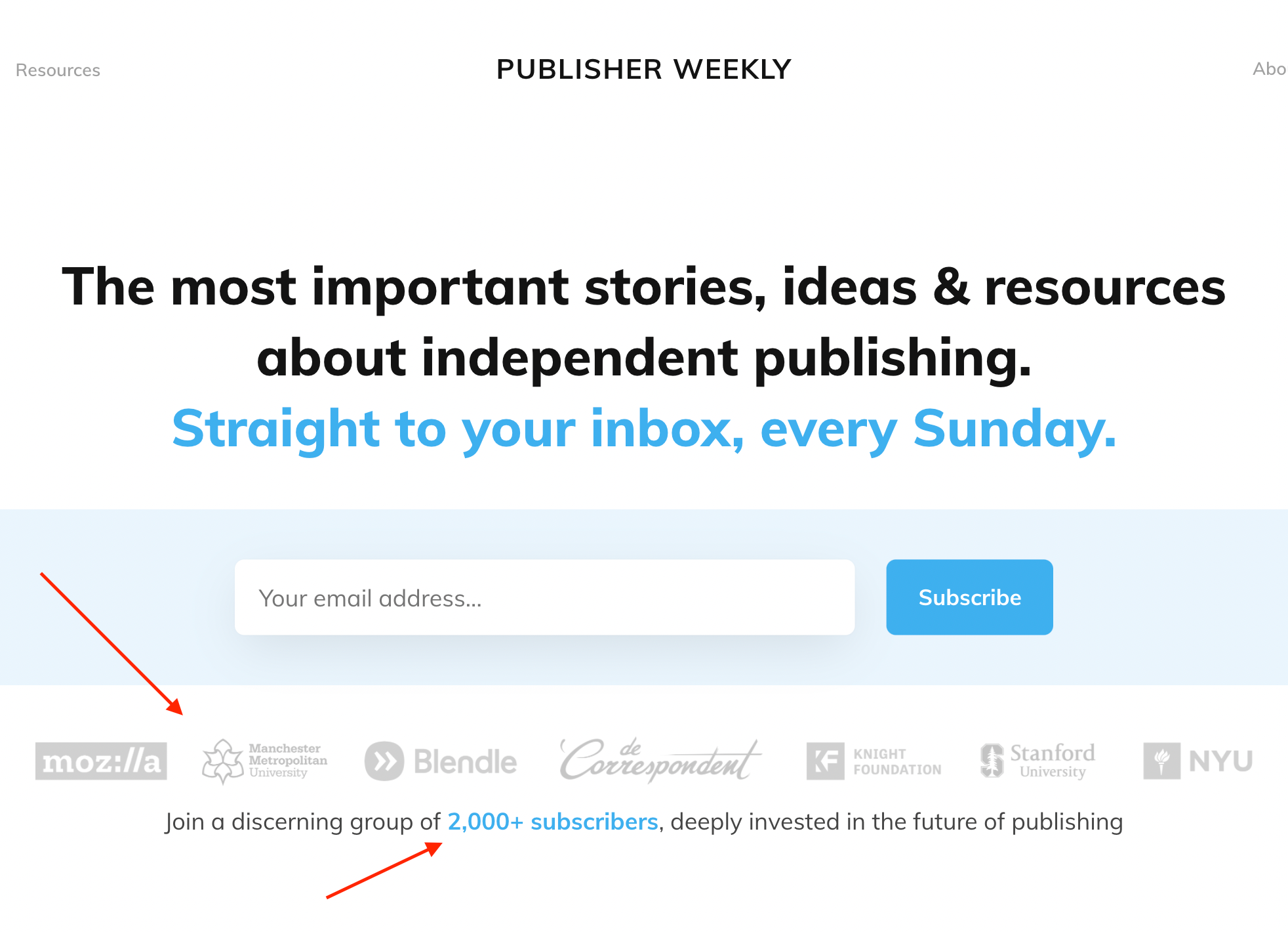 publisher weekly social proof example